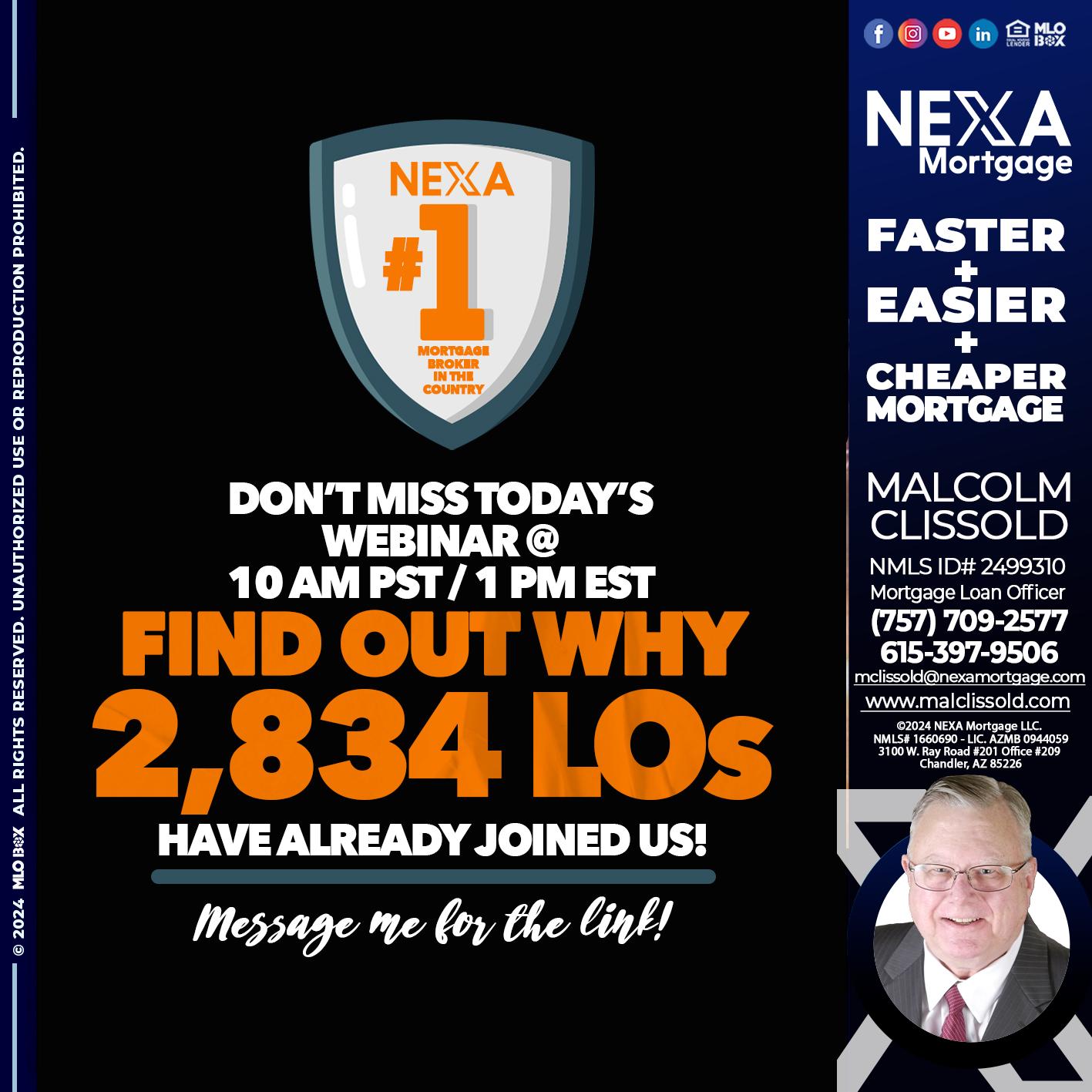 NEXA NO. 1 MORTGAGE BROKER - Malcolm Clissold -Mortgage Loan Officer