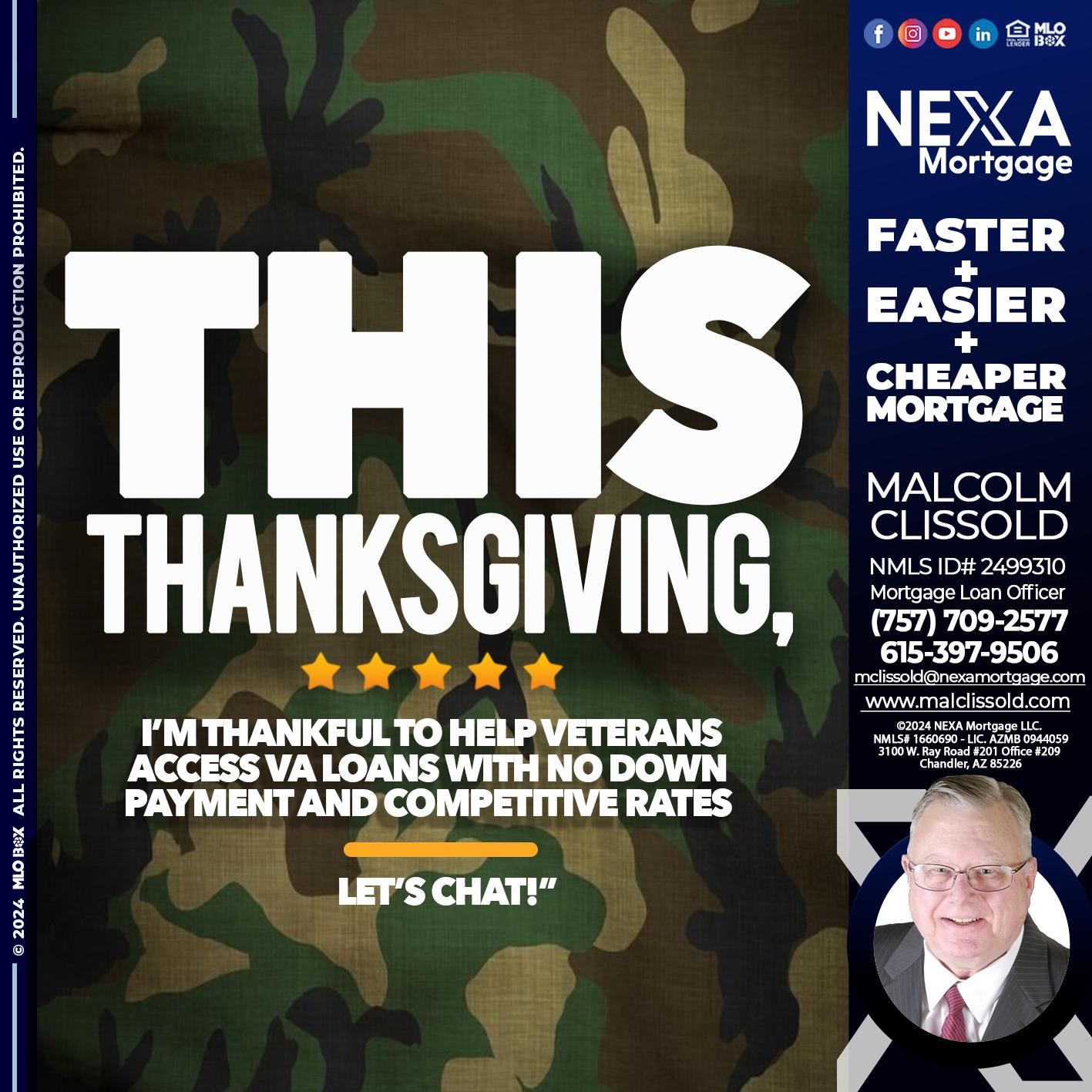 THIS THANKSGIVING - Malcolm Clissold -Mortgage Loan Officer