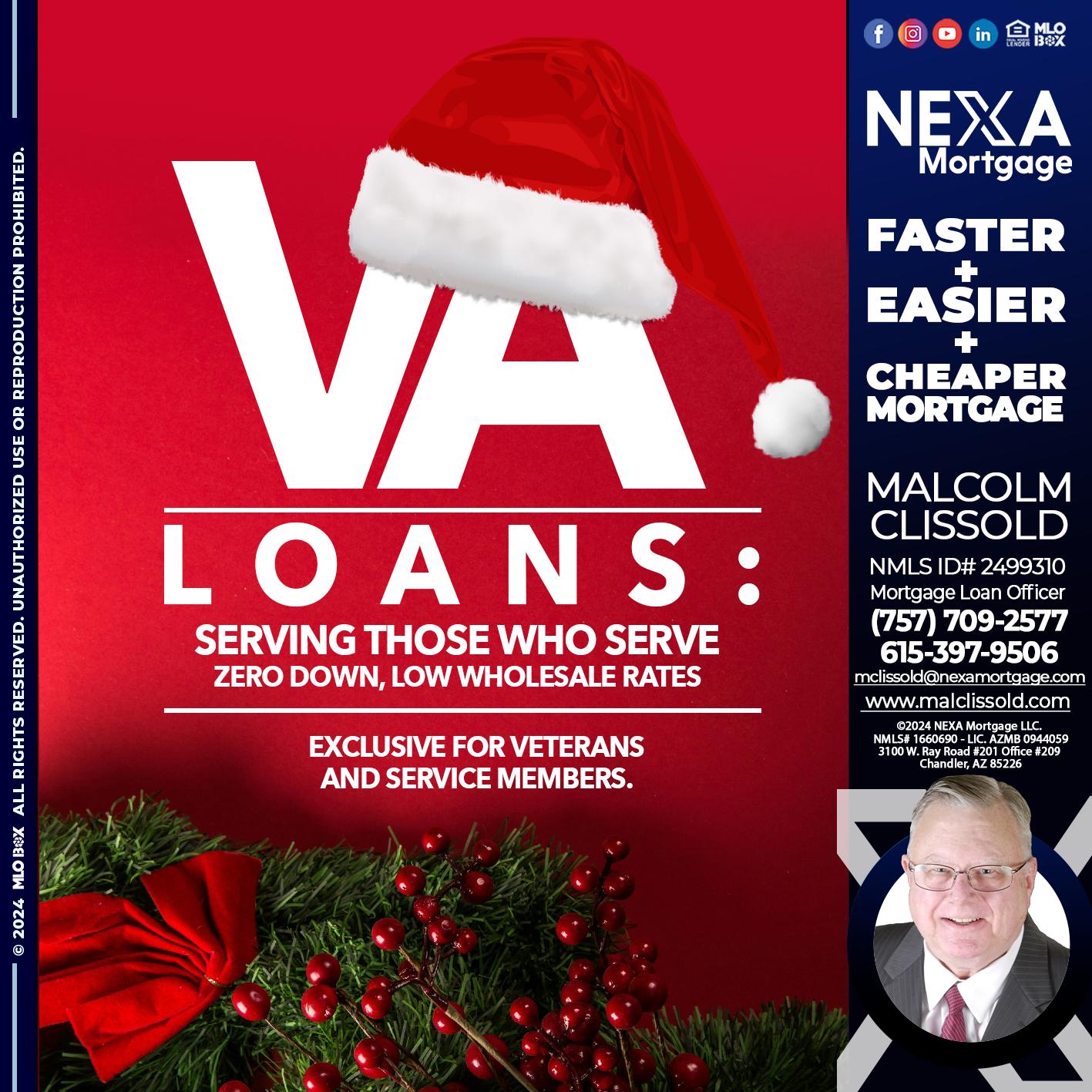 VA LOANS - Malcolm Clissold -Mortgage Loan Officer