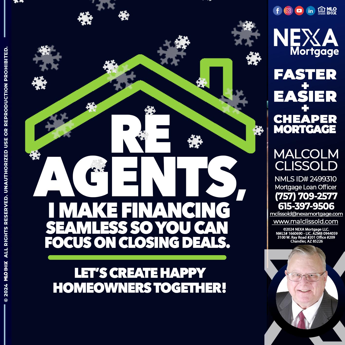 RE AGENTS - Malcolm Clissold -Mortgage Loan Officer